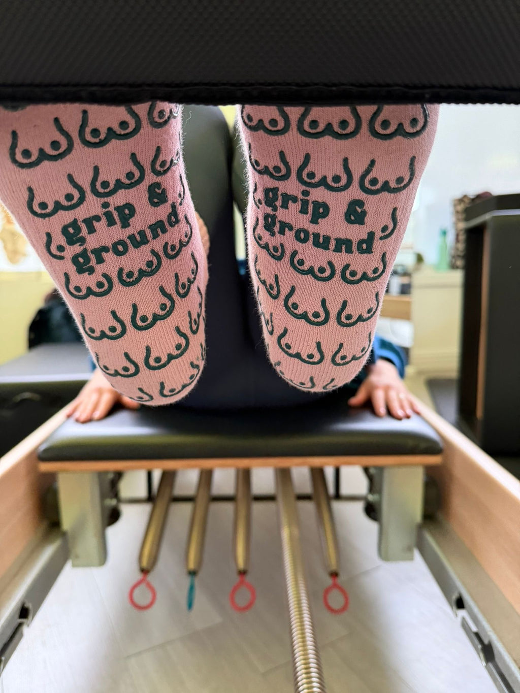 Bust a Move Organic Cotton Pilates Grip Socks in a Pop of Pink