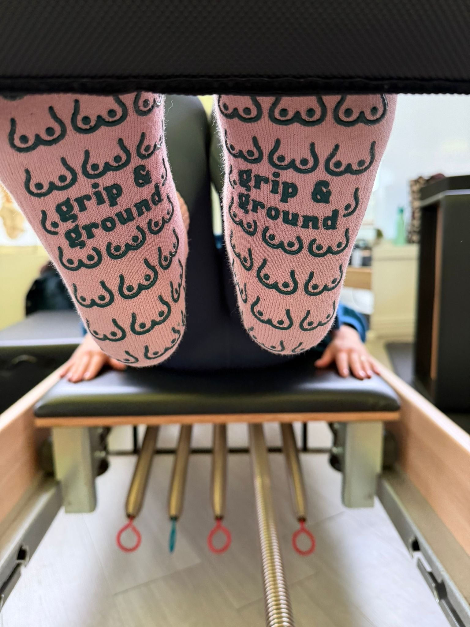 Bust a Move Organic Cotton Pilates Grip Socks in a Pop of Pink