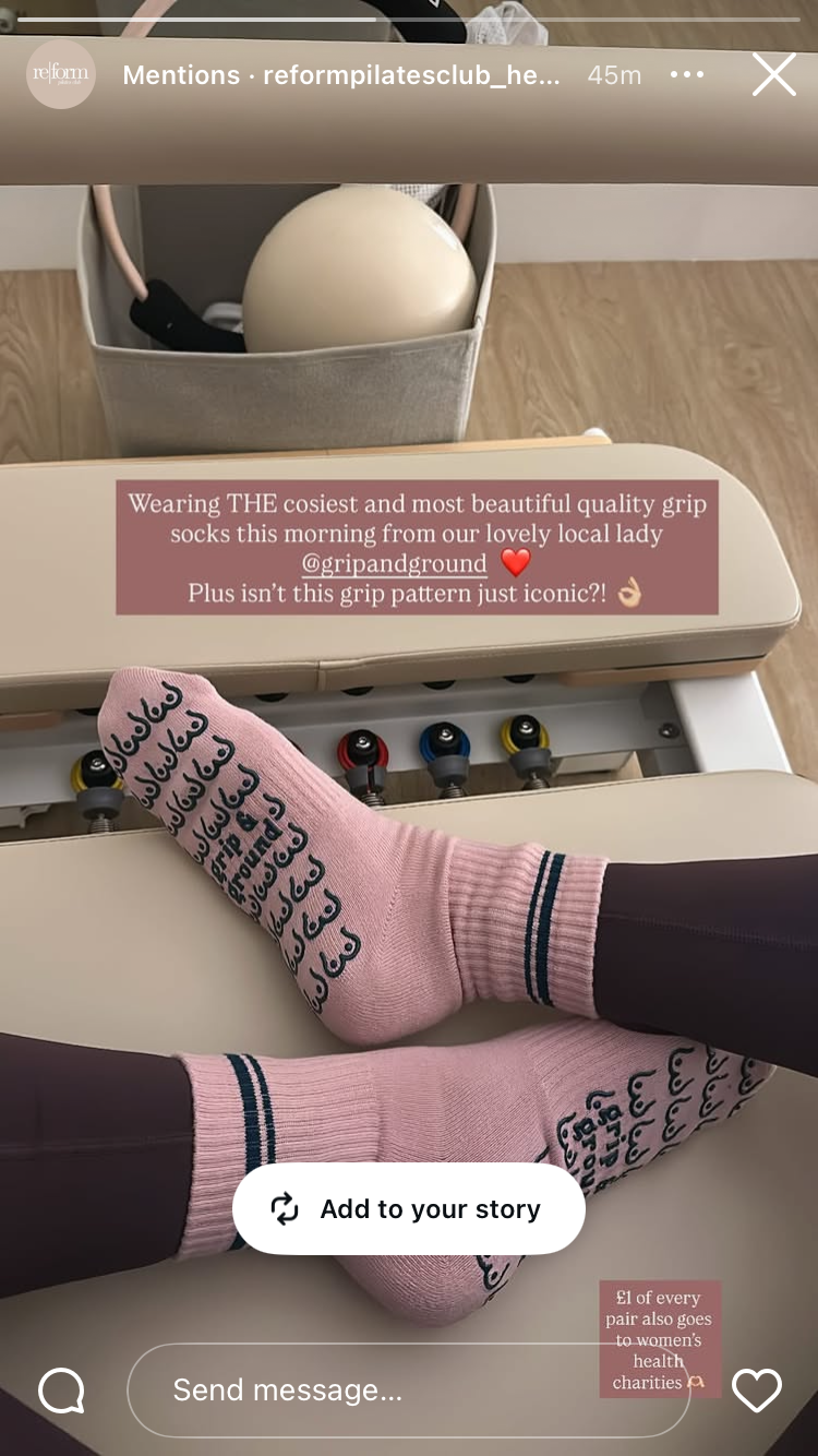 Bust a Move Organic Cotton Pilates Grip Socks in a Pop of Pink