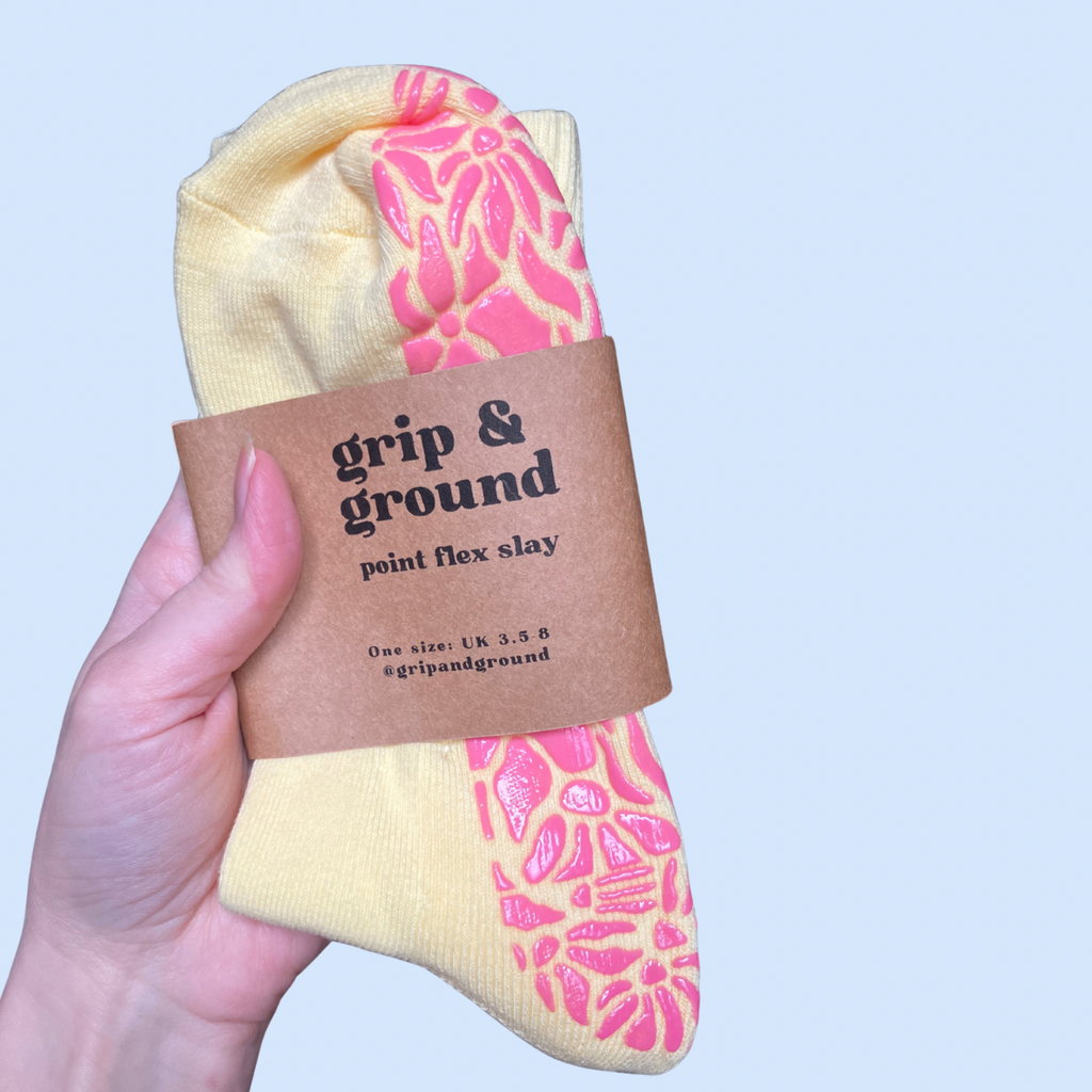 Butter Me Up Organic Cotton Pilates Grip Socks in Buttery-Soft Yellow