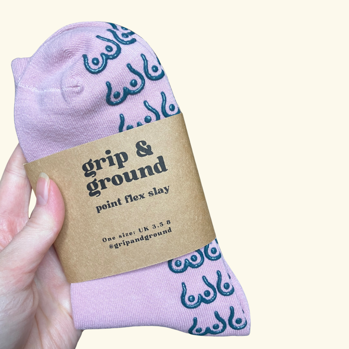 Bust a Move Organic Cotton Pilates Grip Socks in a Pop of Pink