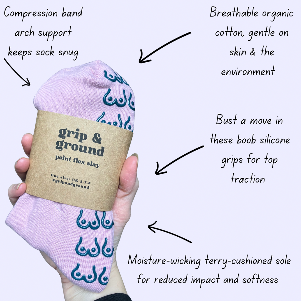 Bust a Move Organic Cotton Pilates Grip Socks in a Pop of Pink