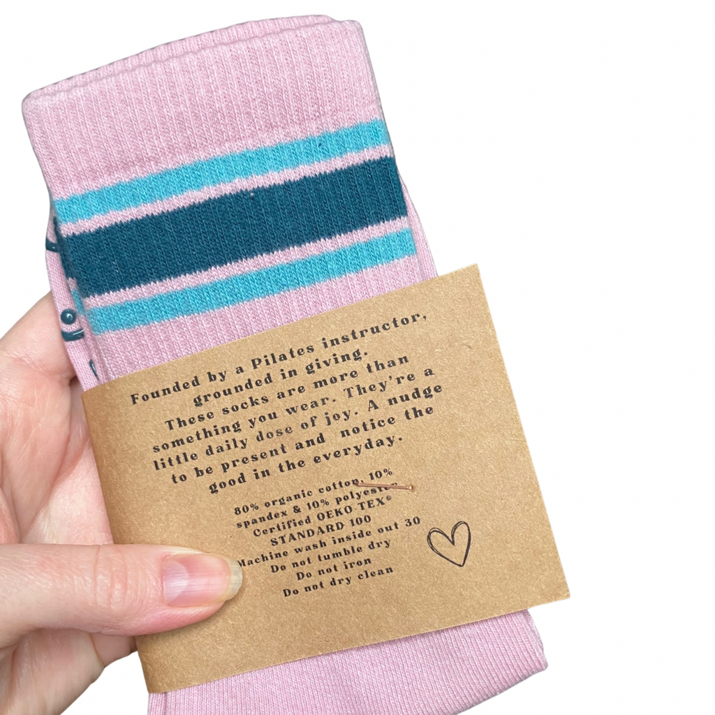 Bust a Move Organic Cotton Pilates Grip Socks in a Pop of Pink