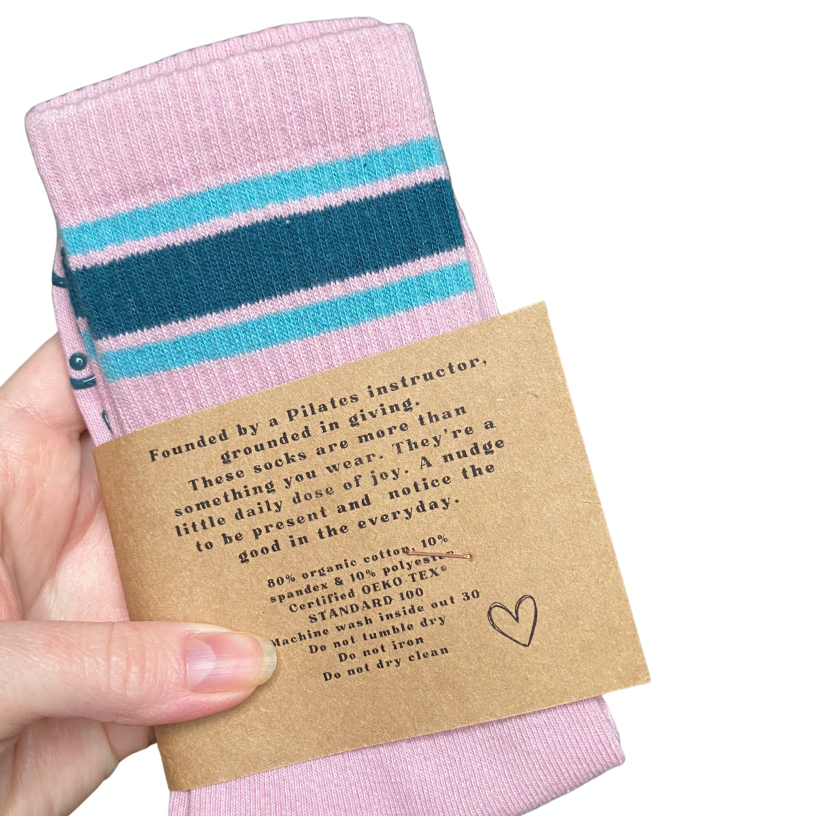 Bust a Move Organic Cotton Pilates Grip Socks in a Pop of Pink