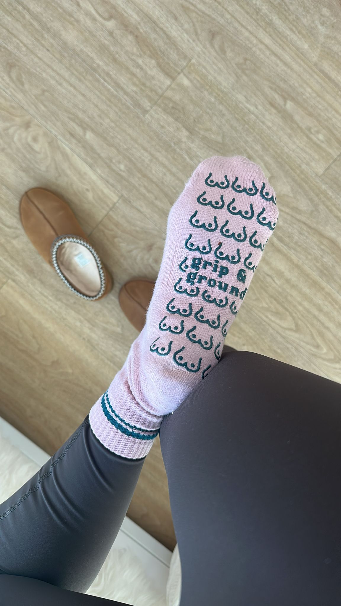 Bust a Move Organic Cotton Pilates Grip Socks in a Pop of Pink