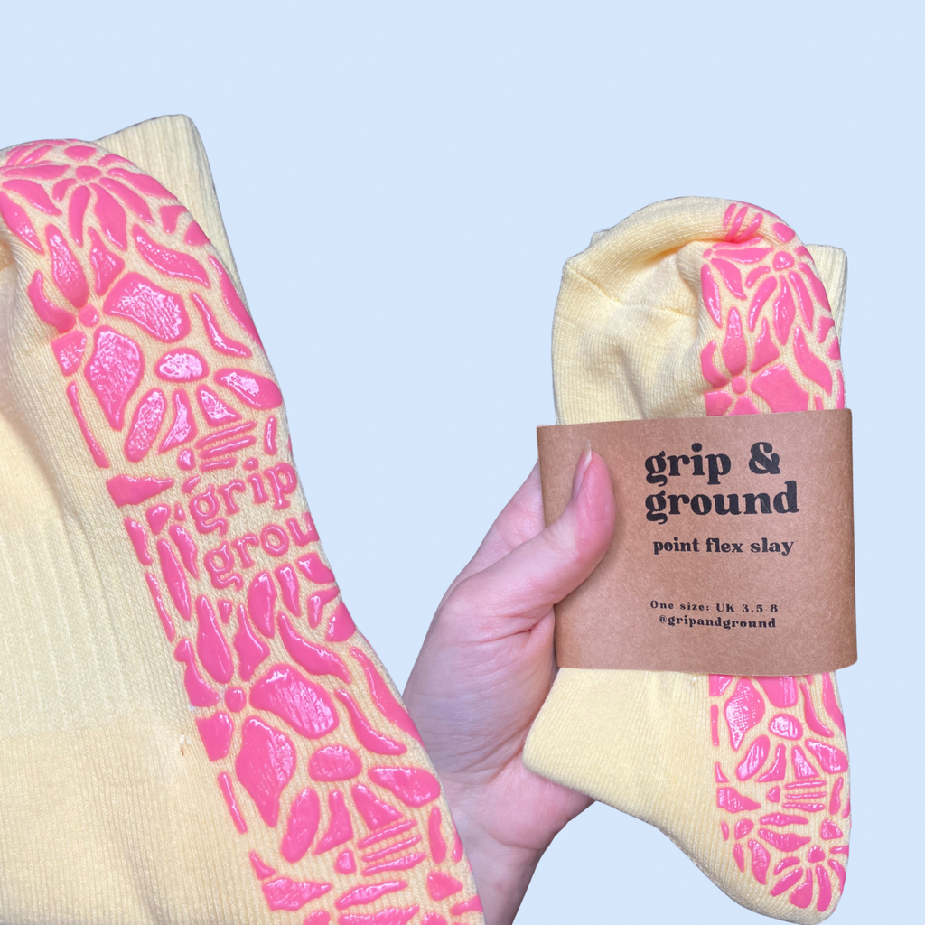 Butter Me Up Organic Cotton Pilates Grip Socks in Buttery-Soft Yellow