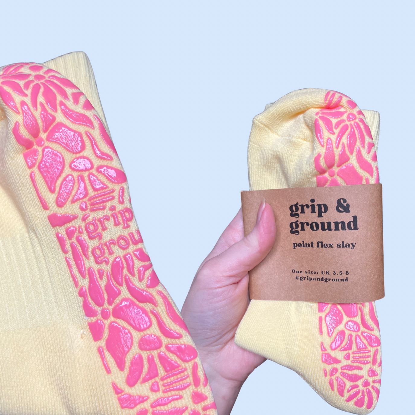 Butter Me Up Organic Cotton Pilates Grip Socks in Buttery-Soft Yellow